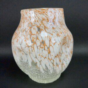 Italian Art Glass Vase Vessel Dimple Sides Large Heavy Textured Bottom Glass VTG